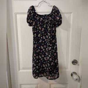 Art Class Girl's Black Floral Zipper Back Dress Size Large (10-12)